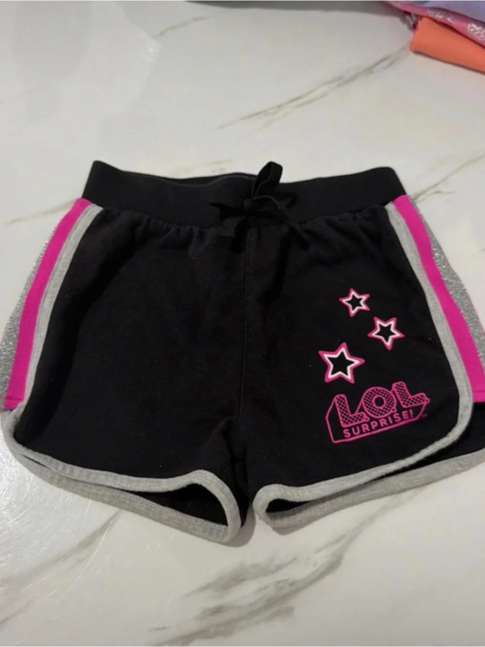 L.O.L. Surprise! Black Shorts with Pink and Gray Trim